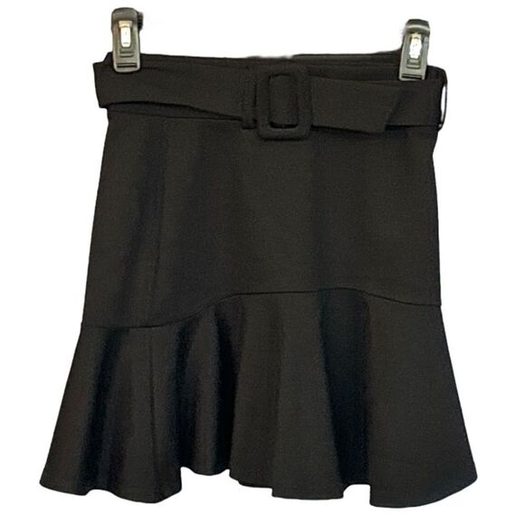 Originality | Women’s Black Belted Fit and Flare Mini Skirt - Picture 1 of 13
